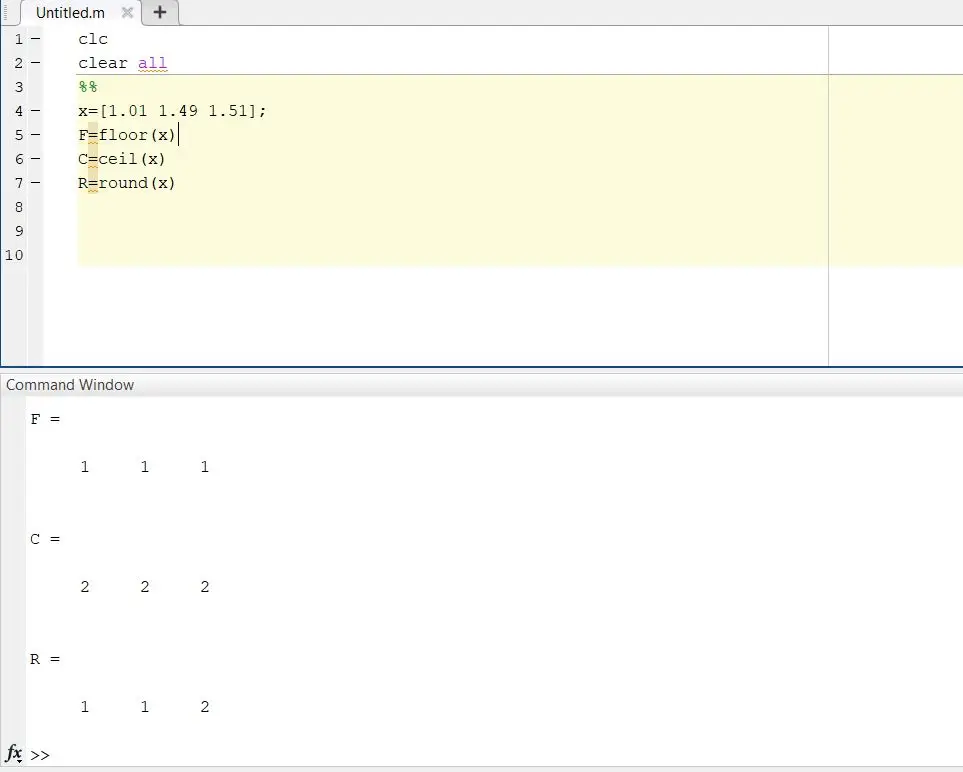 floor-ceil-round in MATLAB