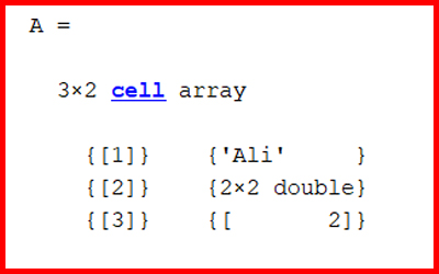 آرایه سلولی در متلب-دستور cell