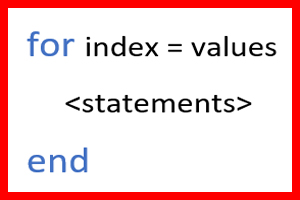 for in MATLAB